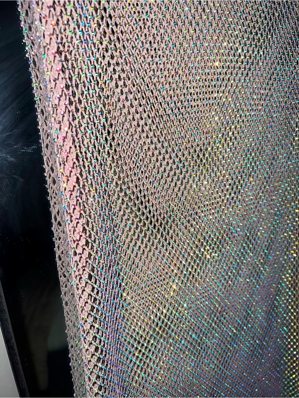Zara Iridescent Mesh Maxi Skirt in Taupe with Holographic Sparkle